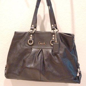 COACH Ashley Black Leather Satchel Shoulder Purse Bag F15513